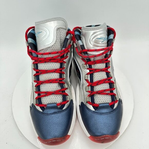 Reebok Question Mid x James Harden Cross Over Men Size 10 Silver Blue Red Shoes - Picture 3 of 11